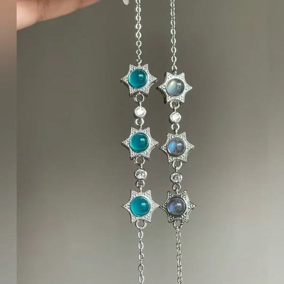 Silver Star Bracelet with Teal Accents - Picture 1 of 3